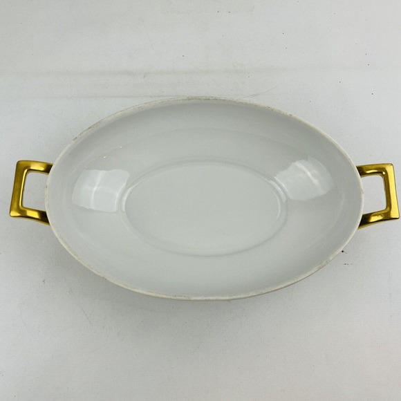 Thomas Bavaria Harvest Oval Covered Vegetable Dish Fruit Blue Scrolls Gold Rim - Picture 6 of 12